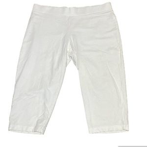 PURE Jill Pima Cotton Slim Leg Cropped Capri Pants White Cream Womens XL Petite